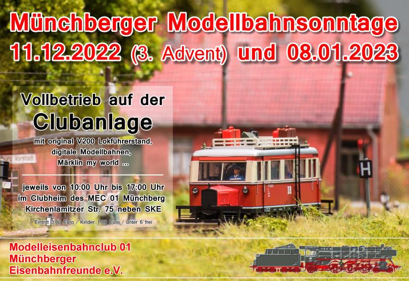 Münchberger Modellbahnsonntage - Fahrtage im Clubheim - Grafik: Volker Seidel - Foto: Florian Fraaß Bad Berneck