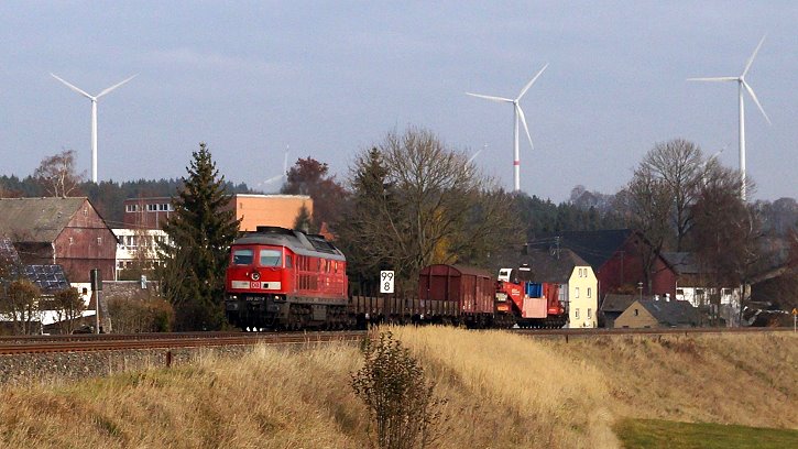 233 321-9 mit Walzenständertransport 4 bei Münchberg - Foto: Sabine Frömel, Münchberg