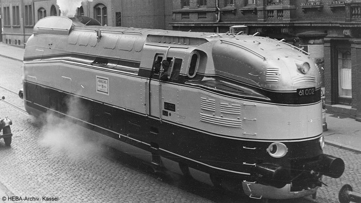 4. Mai 2018: 39. MEC 01 Medienabend "Historische Lokomotiven" - 61 002 - Foto: Werkfoto Henschel - HEBA-Archiv Kassel, Sammlung Hannes Holz-Koberg