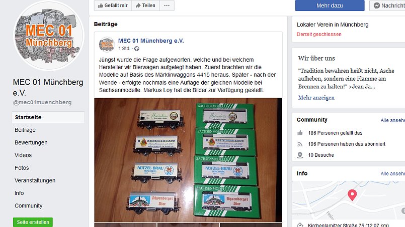 Social Media - Aktuelles vom MEC 01 in Facebook - Foto: Volker Seidel, Münchberg