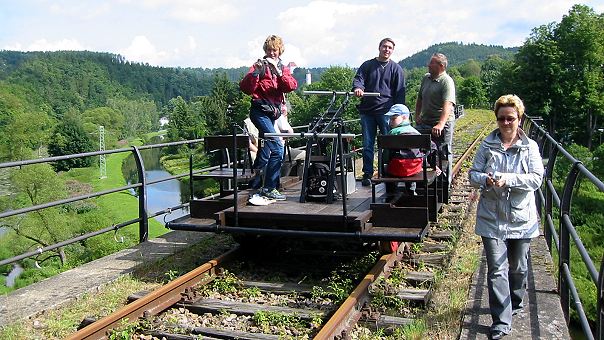 Die MEC 01 Draisine im Einsatz auf der Thüringer Oberlandbahn - Foto: Manfred Hösch, Hof