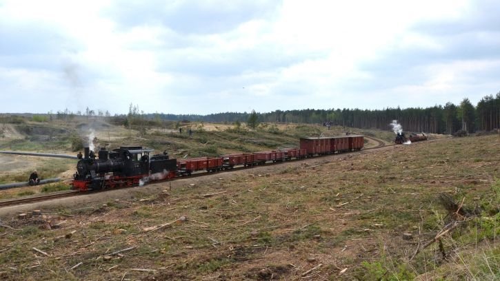 Güterzug-Plandampf am 28. April 2013 auf den Strecken der Waldeisenbahn Muskau - Foto: Willi Haupt, Berlin